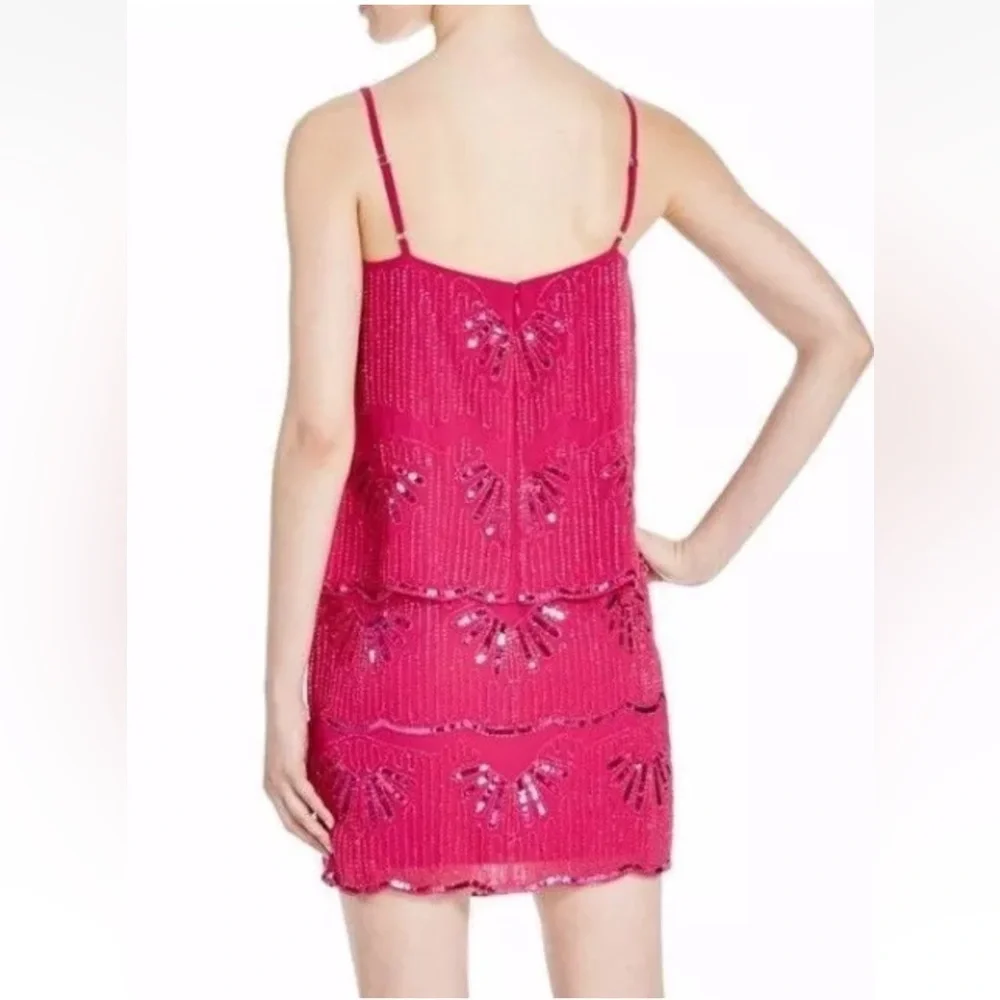 Laundry by Shelli‎ Segal Hot Pink Sequin Beaded Mini Dress • Size 6 Homecoming - Picture 4 of 13
